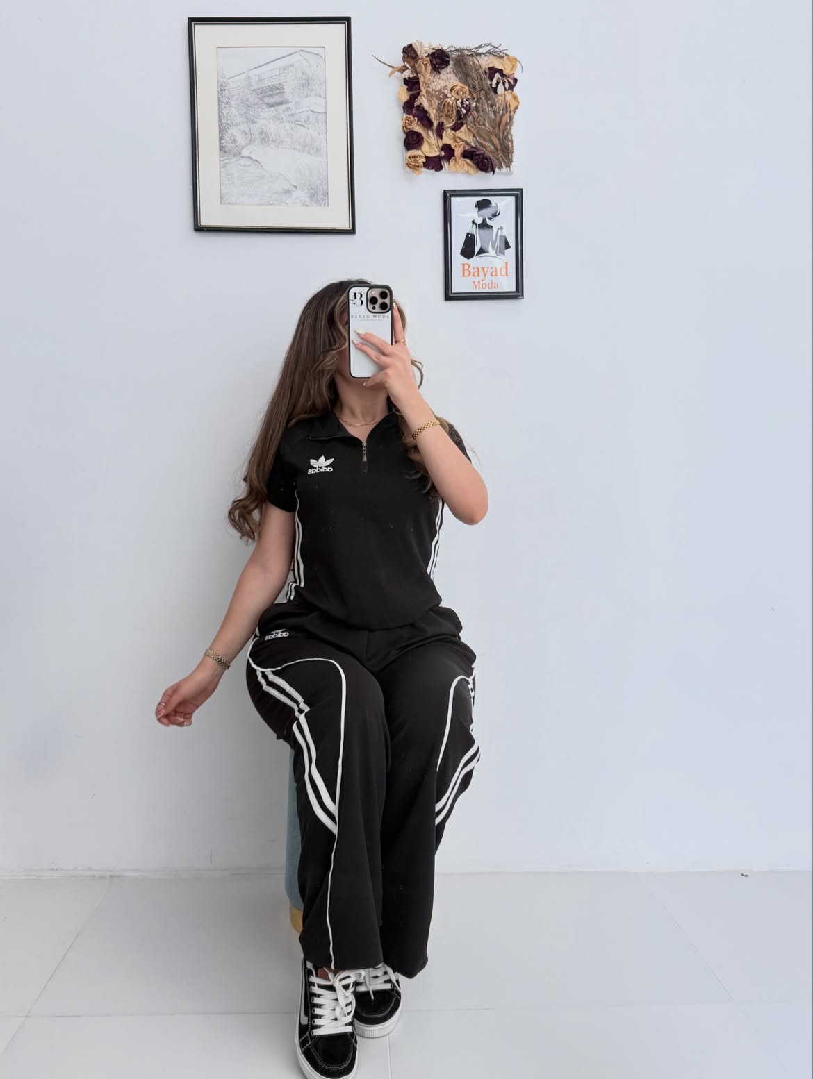 Women's Half-Zip Track Suit – 2 Piece Sport Set (Top + Wide-Leg Pants)