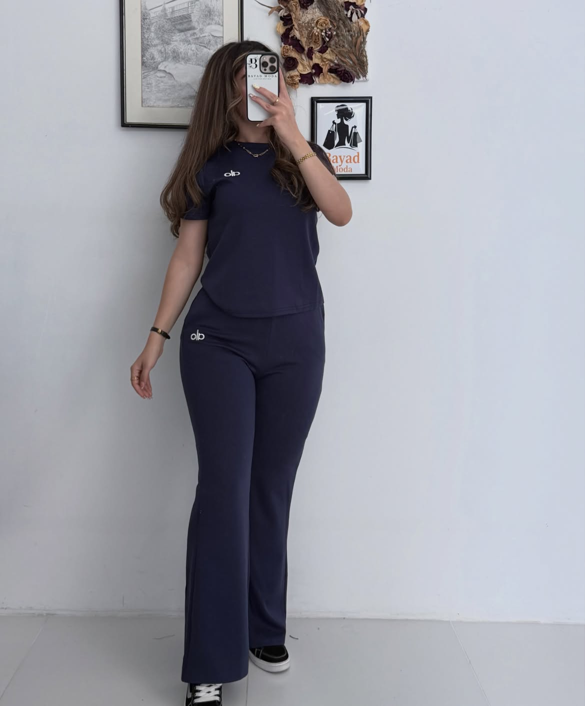 Women's Ribbed Flare Co-ord Set – Crew Neck Top & Flared Pants (2 Piece)