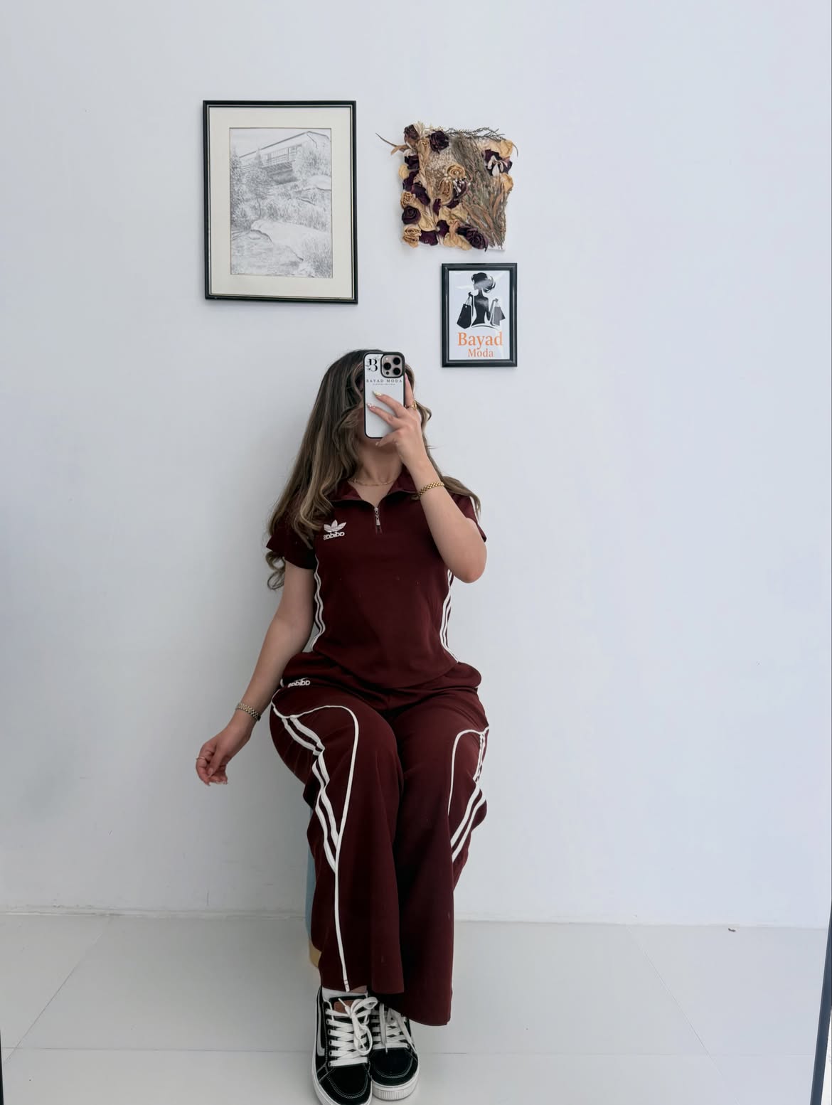 Women's Half-Zip Track Suit – 2 Piece Sport Set (Top + Wide-Leg Pants)