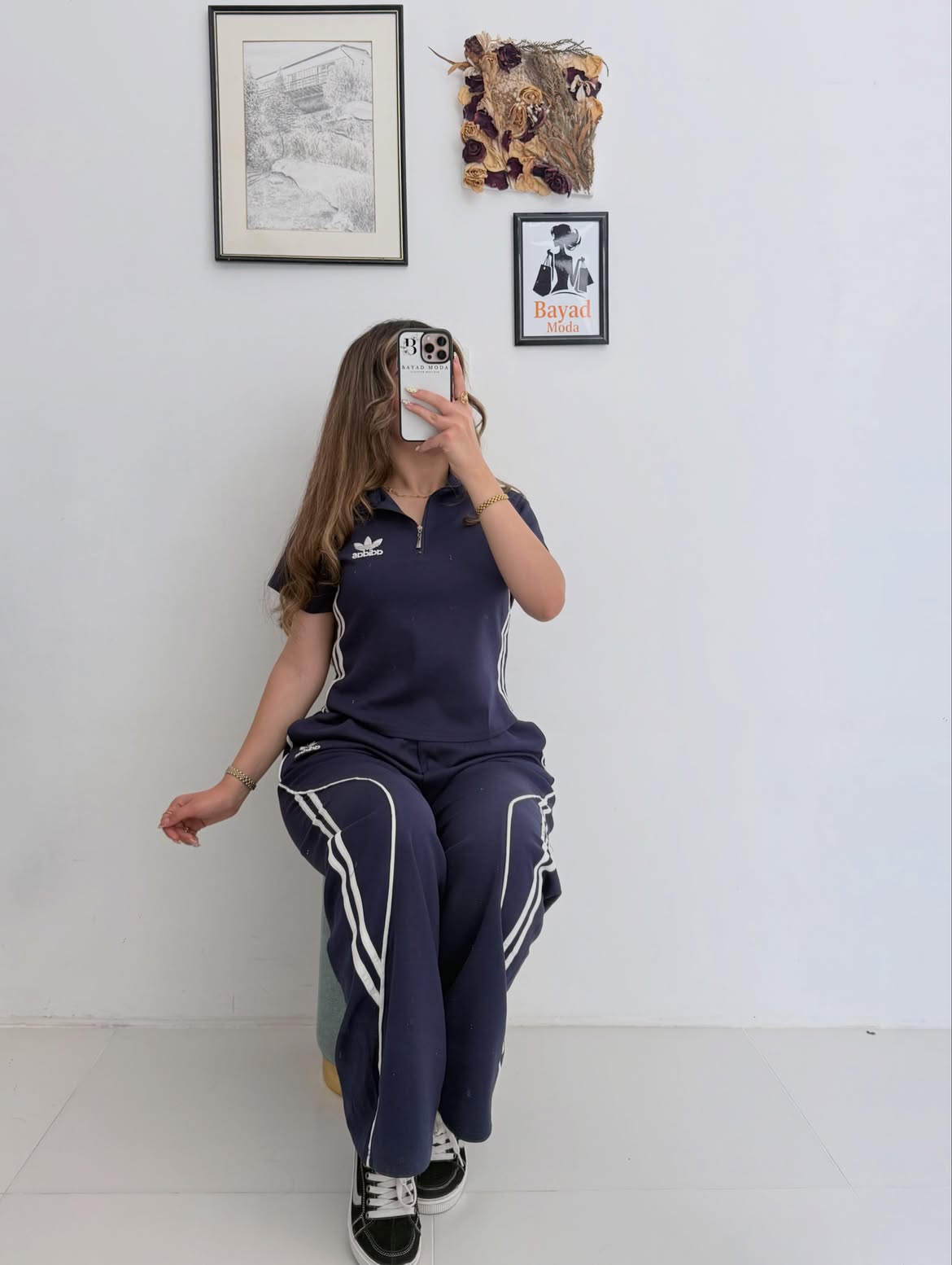 Women's Half-Zip Track Suit – 2 Piece Sport Set (Top + Wide-Leg Pants)