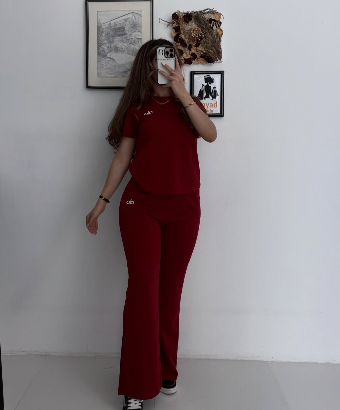 Women's Ribbed Flare Co-ord Set – Crew Neck Top & Flared Pants (2 Piece)