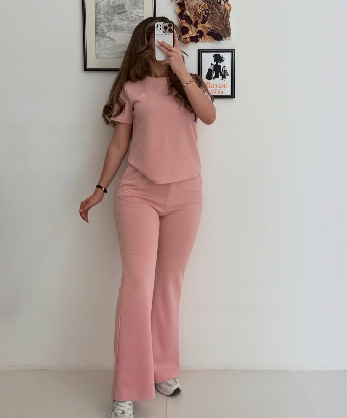 Women's Ribbed Flare Co-ord Set – Crew Neck Top & Flared Pants (2 Piece)