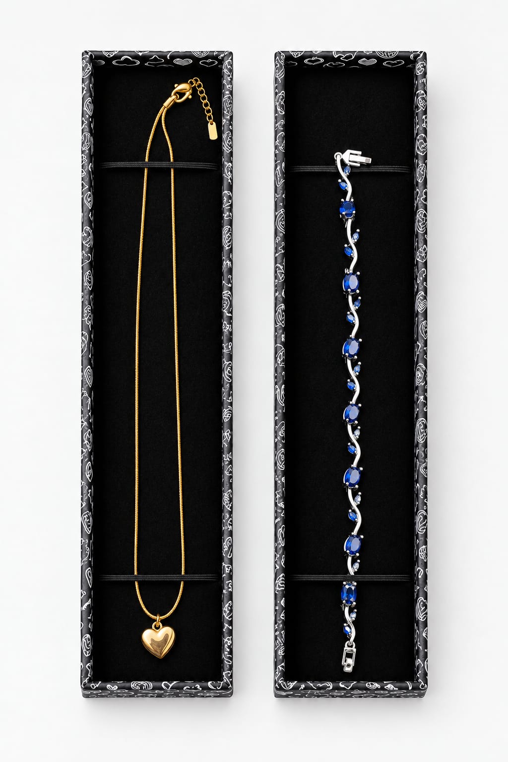 1+1 Tulip Bracelet & Golden Heart Necklace Combo Set